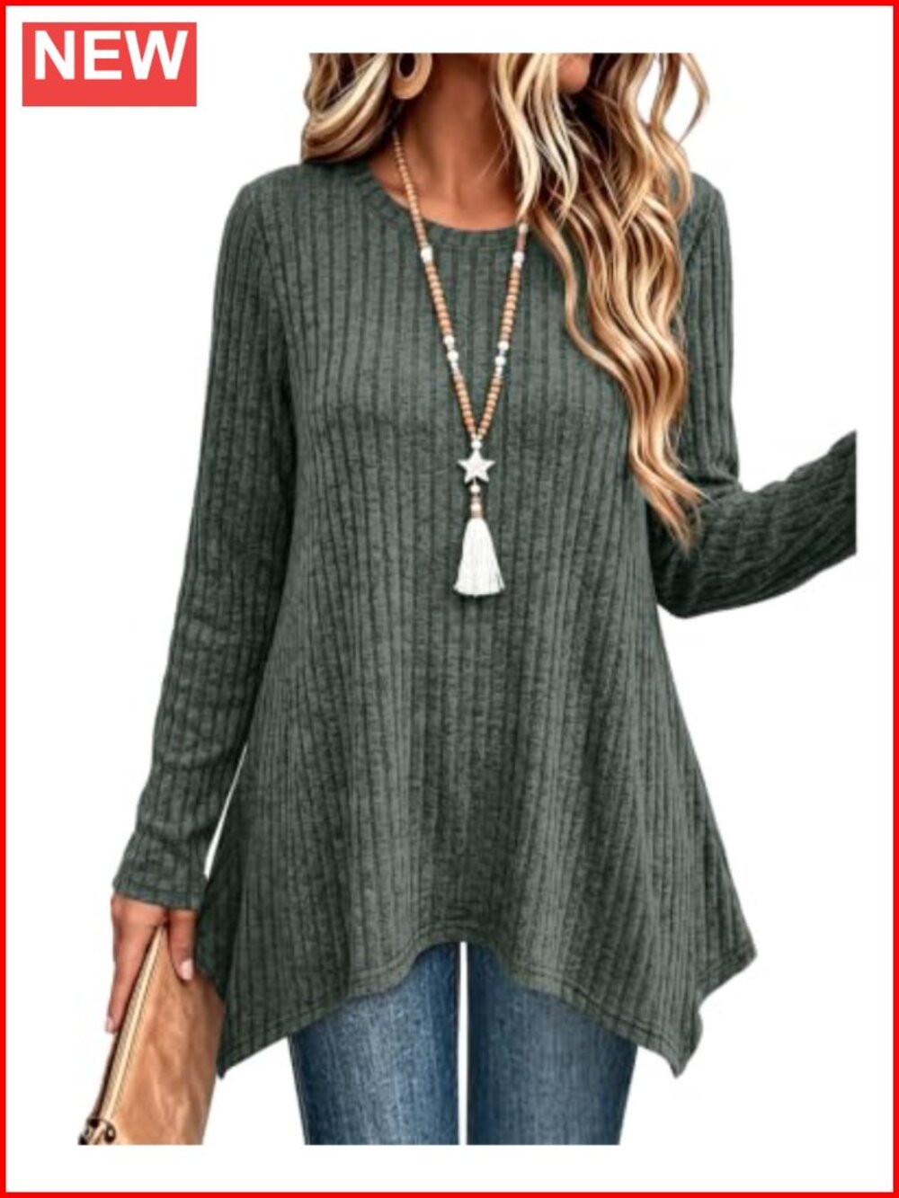 Womens Long Sleeve Tunic Top Loose Fit Asymmetrical Hem Fall Winter